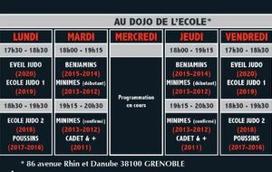 Horaires des cours 