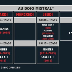 Horaires des cours