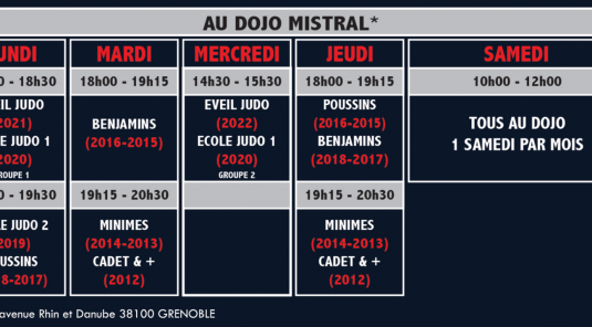 Horaires des cours